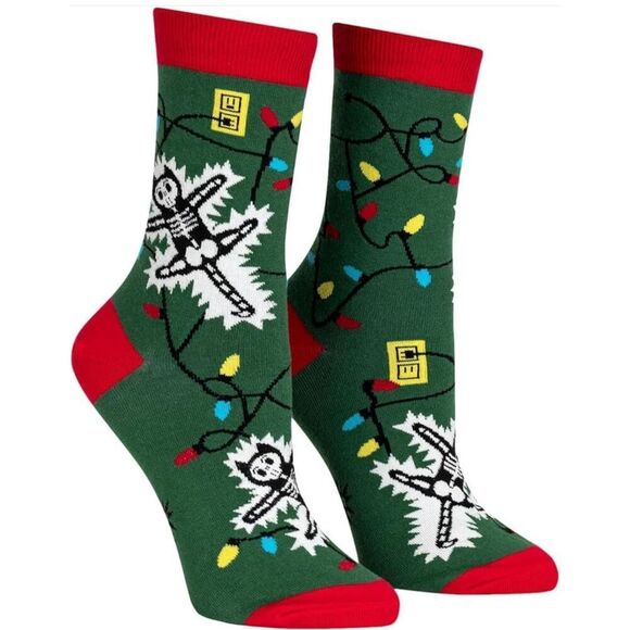 NWT Sock It‎ To Me Mens Green Red Eating Light this Holiday Knee-High Socks - Picture 1 of 7